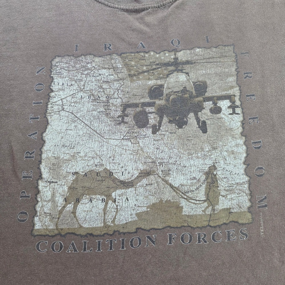 CDC Cotton Deluxe Casuals Iraqi Freedom Coalition Forces T-Shirt Brown XL